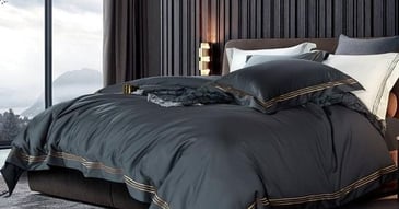 Masculine, matte black modern bedroom idea