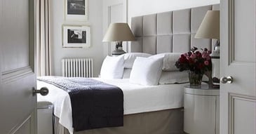 Hotel inspired bedrooms have signature scents, as well as luxury bedding and lighting