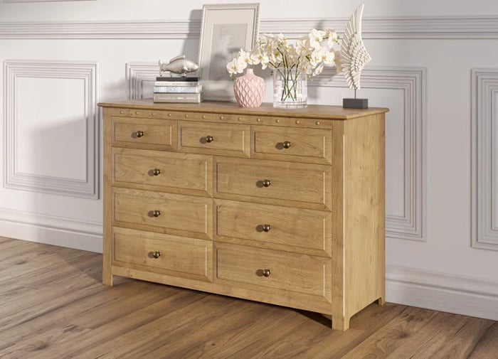 natural oak 9 drawer chest