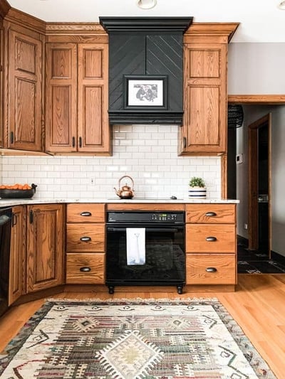 solid oak kitchen and rug