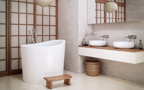 japanese soaking tub in bathroom