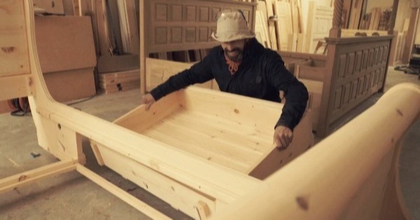 Craftsman Making Bespoke Sleigh Bed-