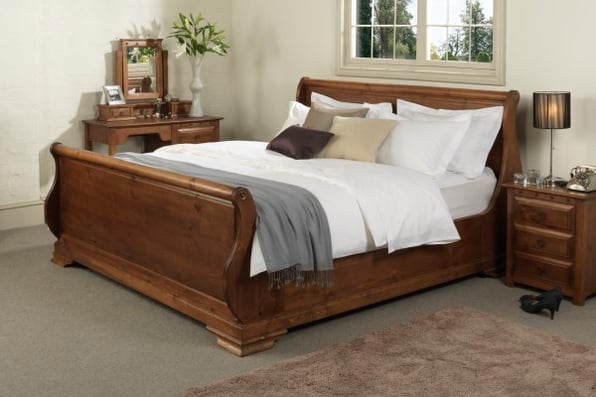 Dark Wood Sleigh Bed