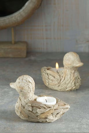 Driftwood duck tealight candle holders 
