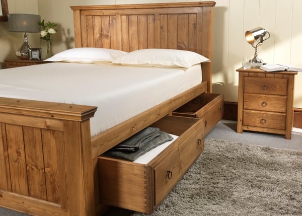 Handmade Wooden Bed with Storage Drawers