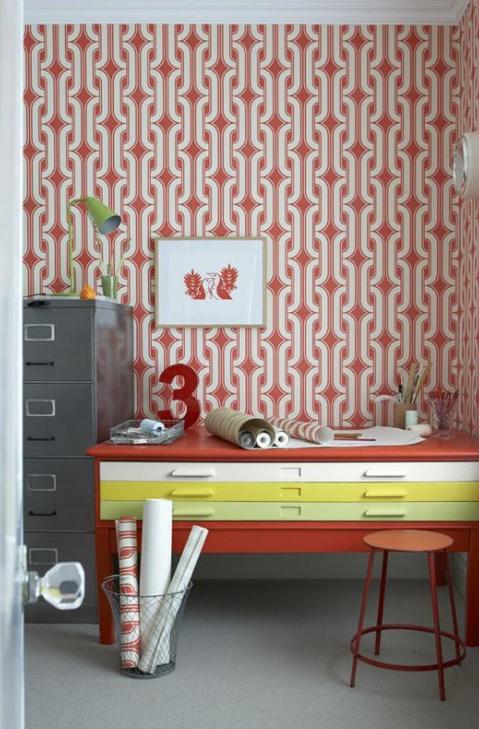 patterned wallpaper feature wall