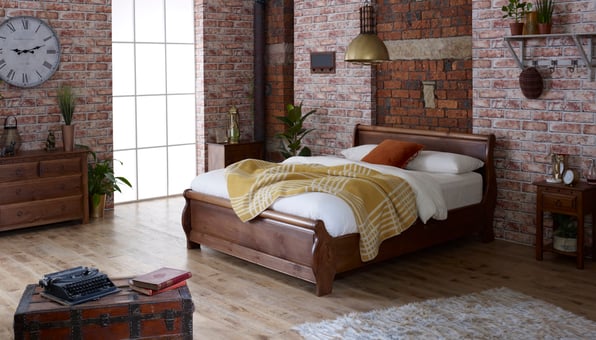 Brooklyn inspired exposed brick loft style bedroom 
