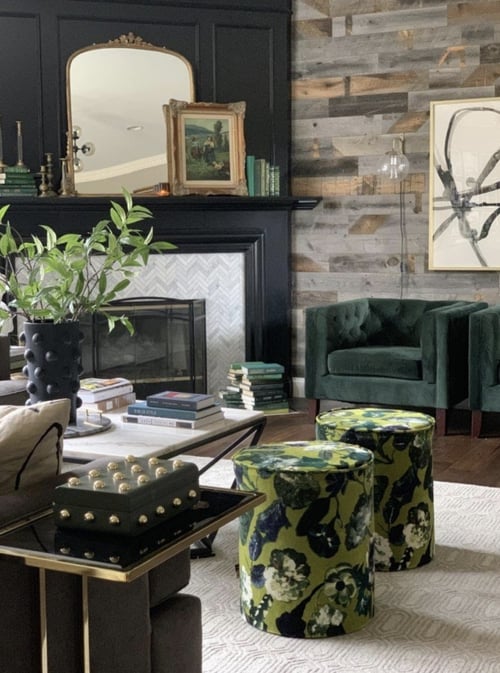 green fireplace