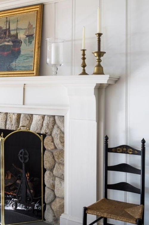 candlestick on fireplace