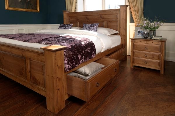 Solid Wood Bed with Drawer