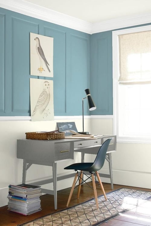 blue home office wall