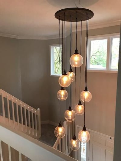 hanging lights above hallway