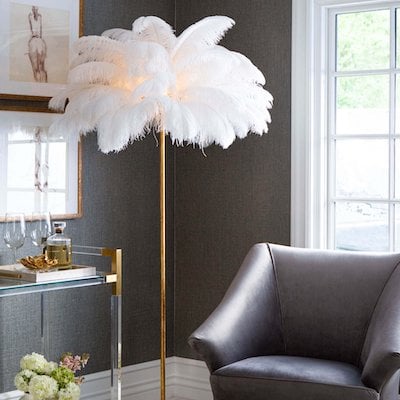 lamps in corner of elegant living room